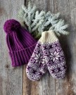 Nordlys Mønstret ull votter til dame natur og lilla thumbnail