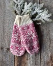 Nordlys Mønstret ull votter til dame natur og rosa thumbnail
