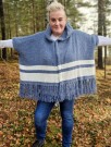 Poncho med hette jeansblå - GitteDaa thumbnail