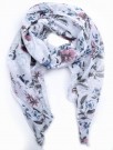 Skjerf med blomster Hvit thumbnail