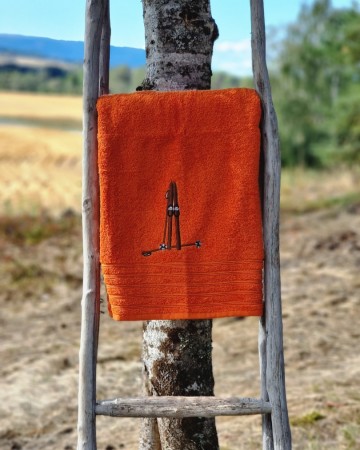 Håndkle med ski 70x140cm Rust
