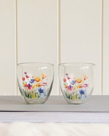 Telysholder 2pk med blomster