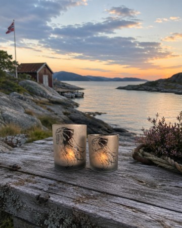 Telysholder med brennmanet 2pk