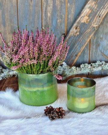 Sett m/ lysholder/vase grønn