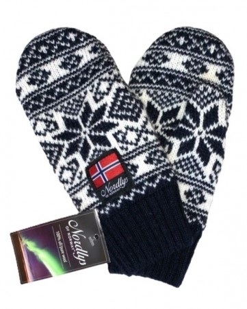 Nordlys Mønstret ull votter til dame og herre marine natur