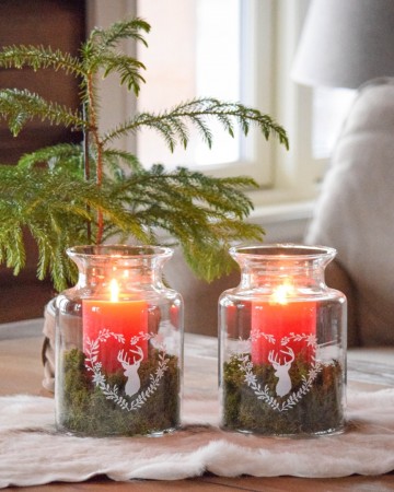 Lykt/krukke med hjortehode 