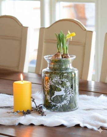 Lykt/krukke med hjort 