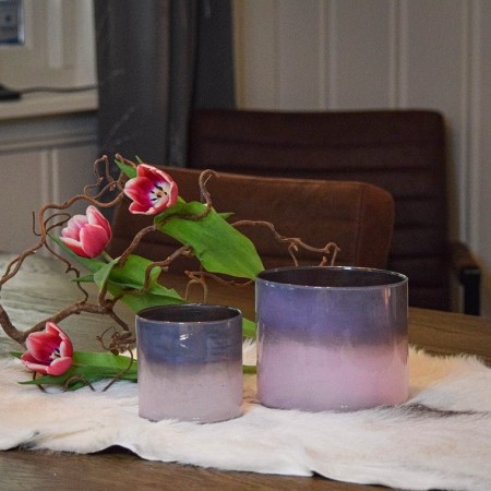 Sett med lysholdere rosa