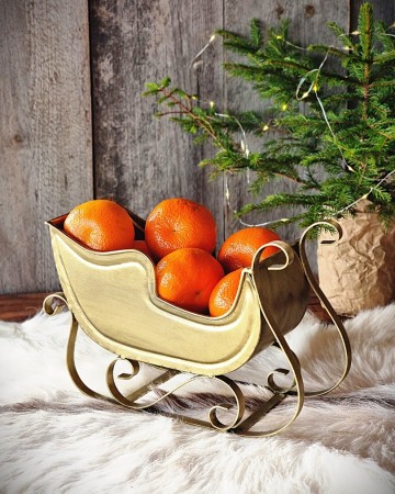 Slede antikk messing