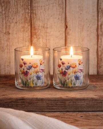 Telysholder 2pk med blomster