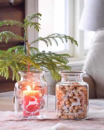 Lykt/krukke med hjort 