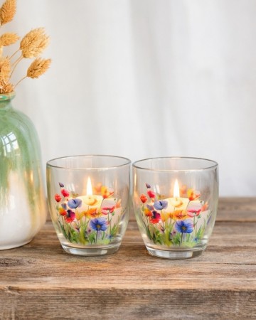 Telysholder 2pk med blomster