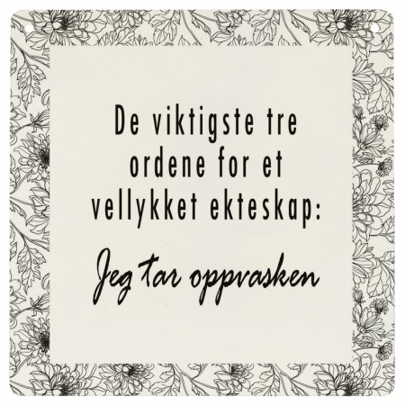 Skilt firkantet lite Tre ord om oppvask 15,5x15,5cm Metall
