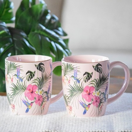 Krus rosa med blader 2pk