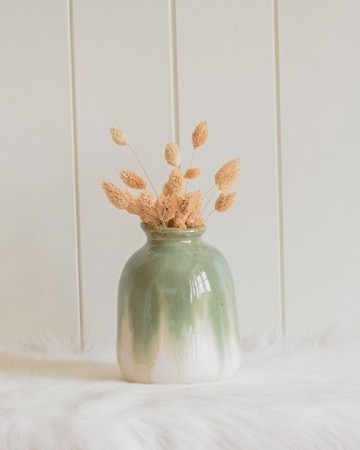 Vase keramikk grønn/hvit