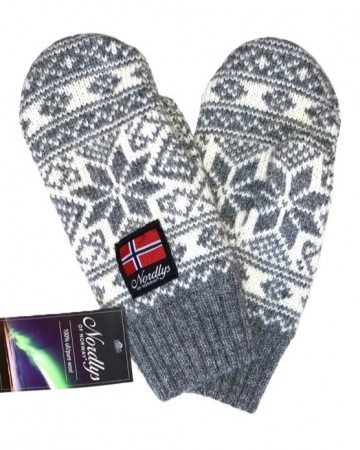 Nordlys Mønstret ull votter til dame og herre grå natur