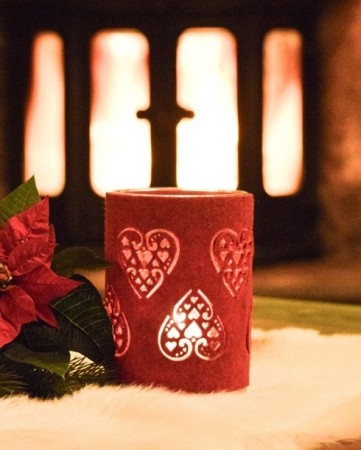 Lykt rød med hjerter